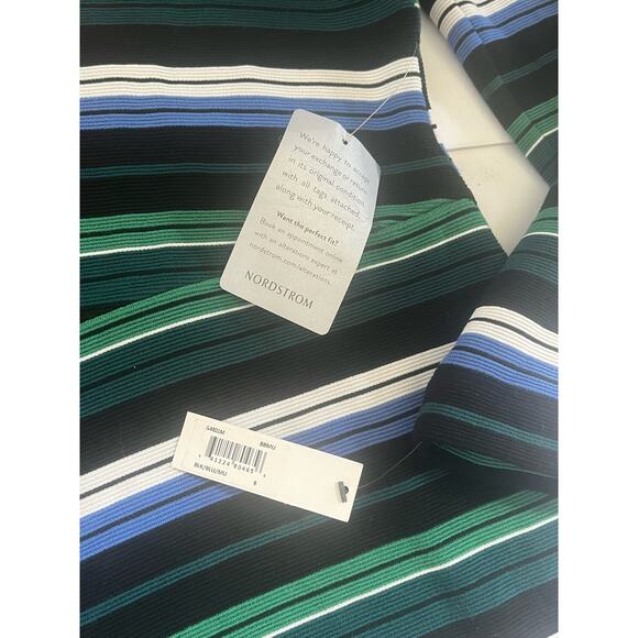 NWT Maggy London Women's Long‎ Sleeve Striped Midi with Asymmetrical Hem Size 8 - Picture 5 of 8